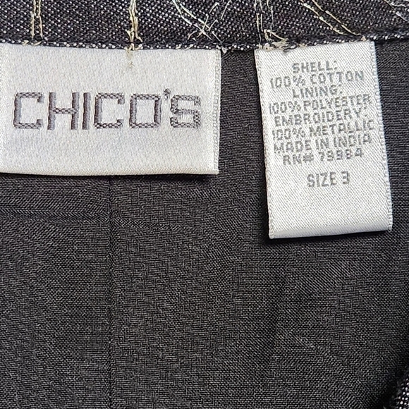 Jacket Filigree embroidered Black metallic gold and silver Size XL CHICO'S - Picture 10 of 15